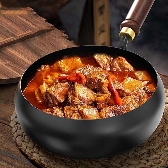 Jinswhdre Cast Iron Skillet, 9.5/11in Jinswhdre Japanese Irons Pan, Hand Forged Uncoated Iron Pan with Lid Spatula, Non-stick Wok for Cooker Gas Stir Fry Pans Durable and Rust-Free (No Lid,11in)