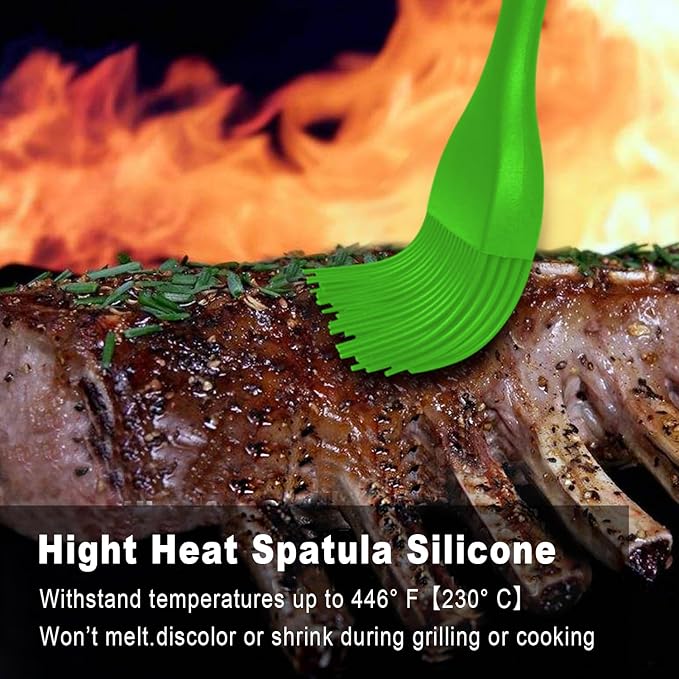 Walfos Silicone Basting Pastry Brush, Heat Resistant Pastry Brush Set, Strong Steel Core and One-Pieces Design, Perfect for BBQ Grill Baking Kitchen Cooking,BPA Free and Dishwasher Safe,2Pcs (green)