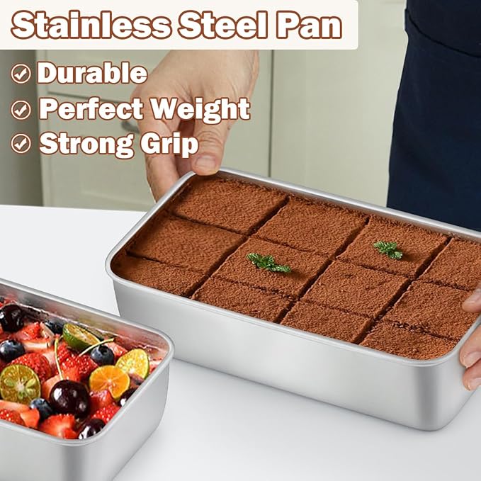 LIANYU 10 Pack Loaf Pans for Baking Bread, 9 x 5 Inch Stainless Steel Bread Loaf Pans for Sourdough, Cake Brownies, Heavy Duty Loaf Tins for Oven, Dishwasher Safe