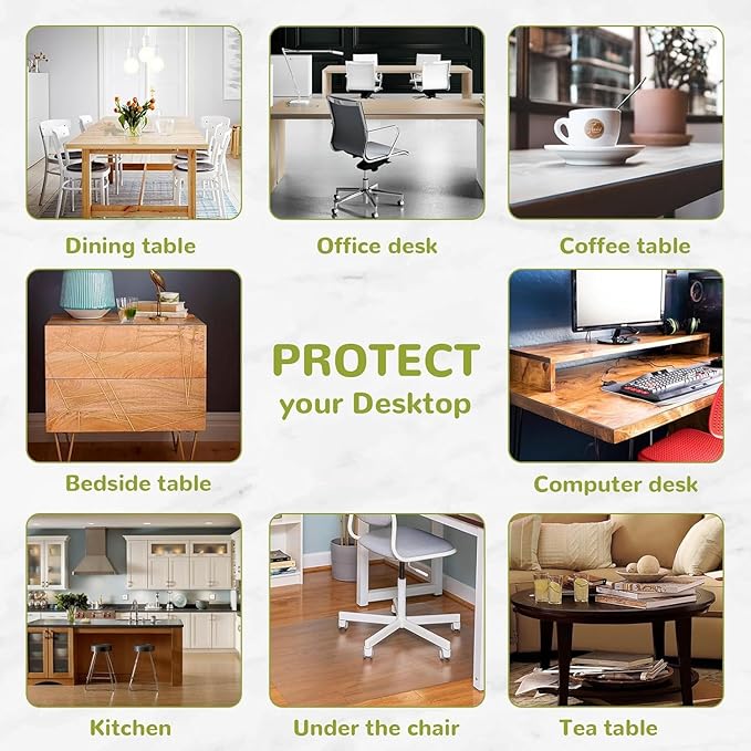 26 x 47 Inch Clear Table Cover Protector, Clear Table Protector for Dining Room Table, 1.5mm Plastic Table Cover, Waterproof Table Pad for Kitchen, Office