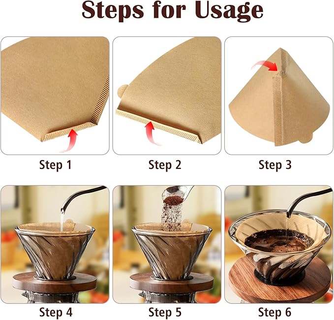 200 Count #4 Cone Coffee Filters 8-12 Cup, Natural Coffee Filters 4 Cone Paper fits for Pour Over and Drip Coffee Maker, Unbleached, Chlorine Free