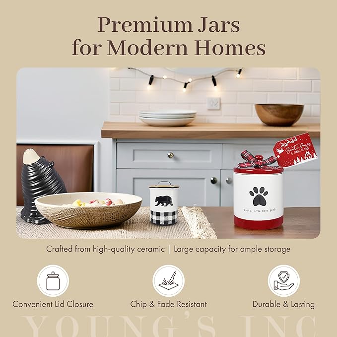 Young's Inc. Ceramic Honey Bee Cookie Jar with Lid and Handle – Honeycomb Design, 5.75" x 5.83" x 7.87", Decorative and Functional Kitchen Storage - Tea Canister