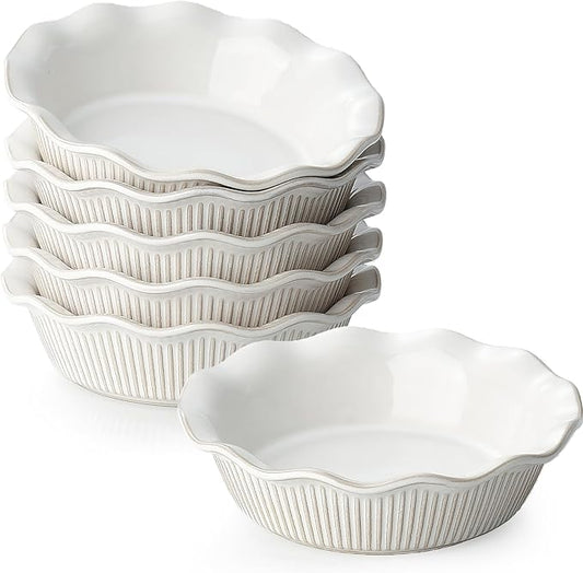 getstar Ceramic Mini Pie Pan Set of 6, Small Pie Dish for Baking, Non-Stick, Oven & Dishwasher Safe, Quiche Baking Dish, Pie Plate, Deep Dish Pie Pan (Stripes)