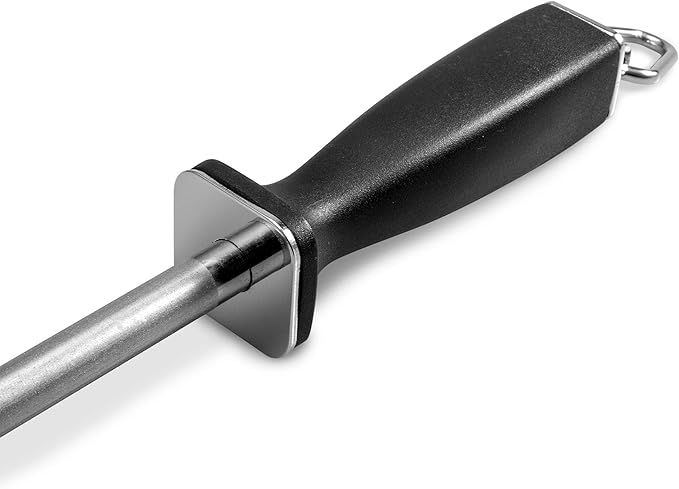Superior Knife Sharpening Rod, 10 Inch Professional Diamond Brushed Sharpening Steel