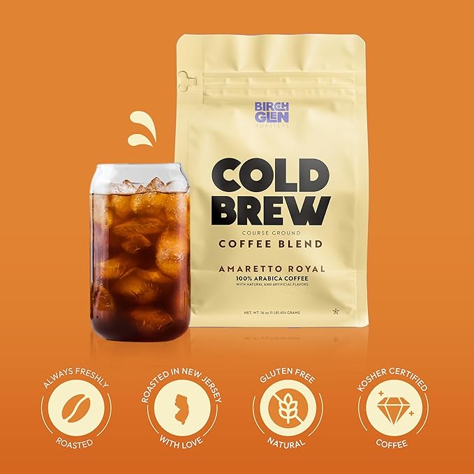 Birch Glen Roasters Cold Brew Coffee | Flavored Coarse Ground Coffee | Artisanal Roasting | 100% Arabica |1 LB | Peanut Butter & Jelly