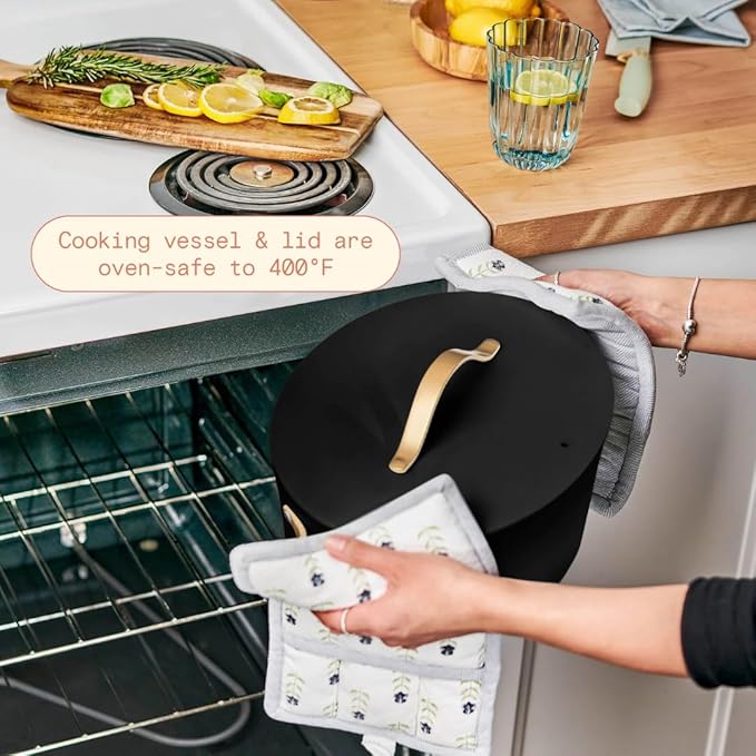 Beautiful 10-in-1,6Qt Electric Multi-Cooker with 7 Presets,Oven-Safe Pot & Lid,Sauté,Steam,Slow Cook,Slow Cooker, Simmer, Rice & More – Touch Display, Dishwasher Safe, Serves Up to 7 (Black Sesame)