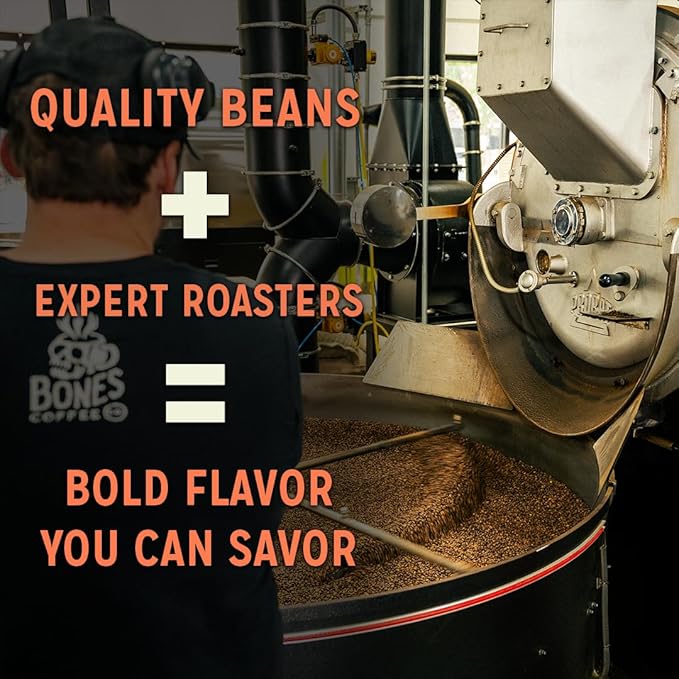 Bones Coffee Company Macamaniac, Macadamia and Coconut Flavored Coffee, Medium Roast Low Acid Arabica Beans Compatible with Auto drip and French Press Coffee Maker, 12 Oz Ground