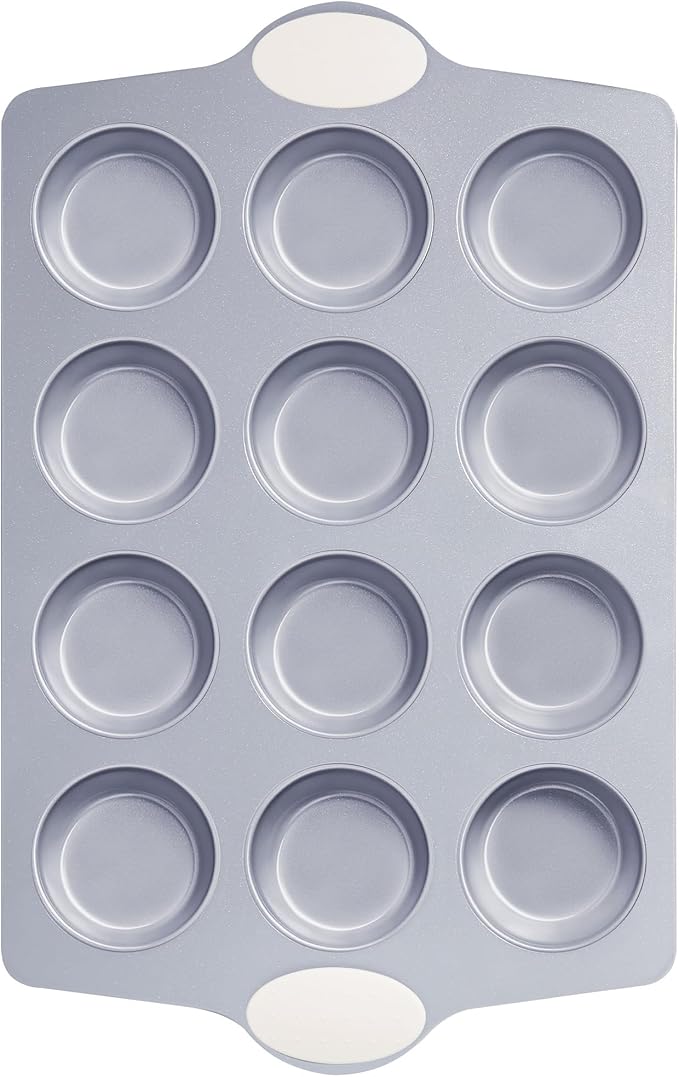 Ceramic Muffin Pan,12-Cup Nonstick Aluminized Steel Cupcake Pans, Healthy Non-Toxic Ceramic Coating Muffin Tin, 1 Pack Cup Cake Pans for Baking Cream