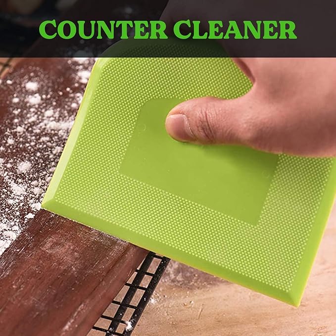 SURDOCA Dough Scraper Bench Scraper - 3P 5.9x4.3" Plastic Flexible Bowl Scraper, Sharp Edge & Angles Cake Scraper. Non-Slip Bakeware Decorating Tools Sculpting & Modeling Tools - Yellow+White+Pink