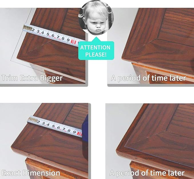 NECAUX Custom 30 x 44 Inch Frosted Table Cover Protector, 1.5mm Thick Plastic Scratch Resistent Heavy Duty Desk Pad Mat Non-Slip Tablecloth Protector for Coffee Table, Sofa Table, Media Stand