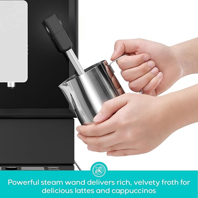 CASABREWS ACAFE PLUS Automatic Espresso Machine, 20bar Espresso Coffee Machine with Grinder and Milk Frother, Professional Coffee Maker with Touch Screen for Cappuccino and Americano, Black