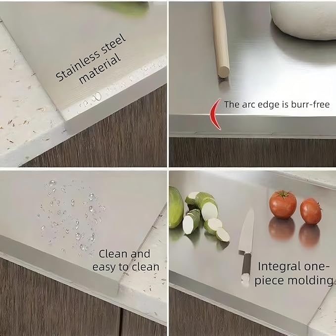 Large Stainless Steel Cutting Board,Suitable for Cutting Meat,Dicing,Vegetables,Fruits,Bread and Baking.ItIsConvenienttoClean,EasytoStoreandCan Be Washed in a Dishwasher (15.8 * 23.6in)