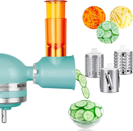 HOMER Slicer Shredder Attachment - Fits All Models of KitchenAid Stand Mixer - Premium Stainless Steel - Time-Saving Accessories for Cheese Grater(Light Green)