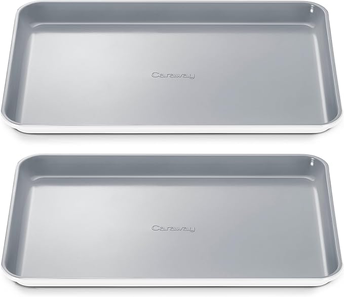 Caraway Non-Stick Ceramic Medium Baking Sheet - Naturally Slick Ceramic Coating - Non-Toxic, PTFE & PFOA Free - Perfect for Baking, Roasting, and More - Medium (15" x 10") - White