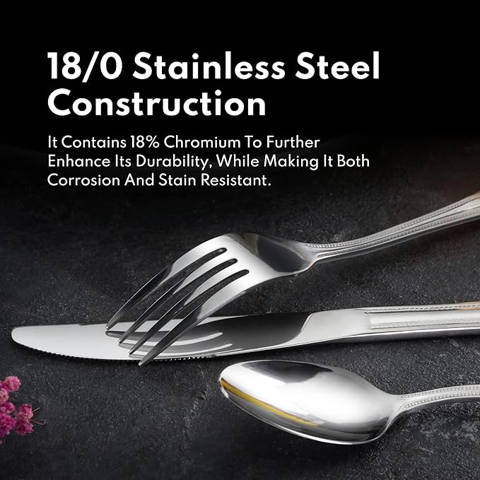 New Star Foodservice 1029734 Bead Pattern, 18/0 Stainless Steel, Salad Fork, 6.6-Inch Set of 12