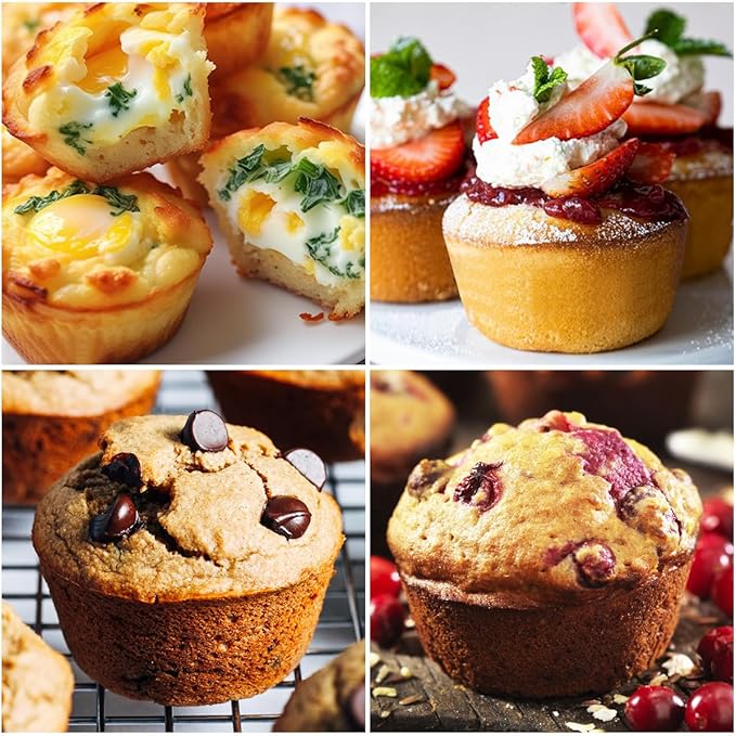 CAKETIME Large Muffin Pan, Metal Reinforced Frame 3.5 Inch Jumbo Silicone Muffin Pan Nonstick 6 Cups for Baking Jumbo Muffin, Frittatas, Cupcakes 2 Pack Love Heart