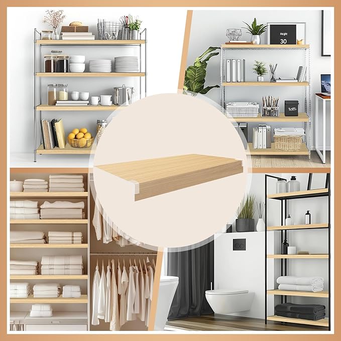 5 Pcs Wire Rack Covers 16x9x3 inch PVC Pantry Shelf Cover 0.31 inch Thick Removable Closet Wire Rack Shelf Covers,Decoration Kitchen Bathroom Office Shelving (Wood Color,16x9x3 inch)