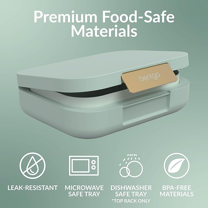 Bentgo Modern - Adult & Teen Bento Lunch Box; 3-4 Compartments, Leak-Resistant, 5.5 Cup Capacity/44 fl oz, Improved Locking Clips, Reusable, BPA-Free, Dishwasher/Microwave Safe Tray (Mint Green)