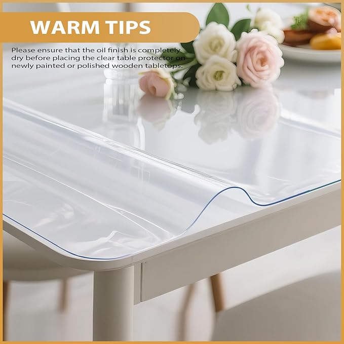 Clear Table Protector 40 x 60 Inch, 1.4mm Thick Waterproof PVC Plastic Table Cover, Durable Table Pad for Dining Room, Kitchen, Writing Desk, and Coffee Tables
