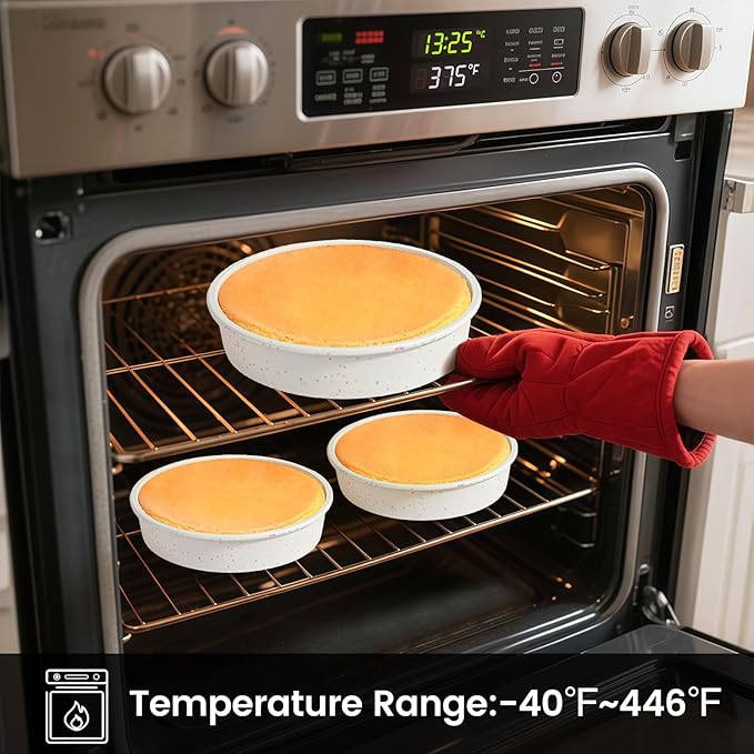 Vinino 8 Inch Silicone Round Cake Pan with Metal Reinforced Frame Set of 2, Nonstick Silicone Springform Pan for Baking Suitable for Making Layers, Cheese & Chocolate Cakes