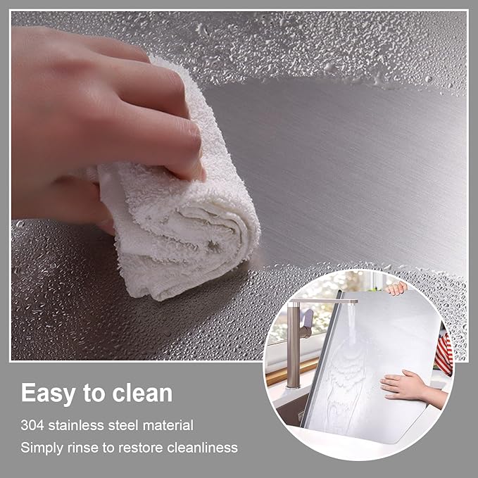 304 Stainless Steel Cutting Board – Stainless Steel Kitchen Chopping Boards Non-Slip, Dishwasher Safe – Ideal for Meat, Vegetables, Fruits, Bread & Baking – Commercial & Home Use (19.6 * 15.7in)