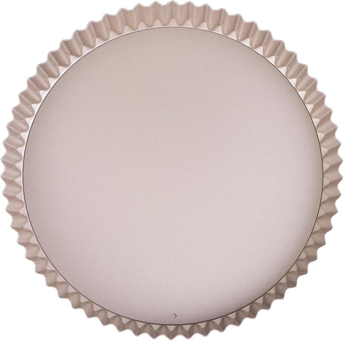 9-Inch Round Tart Pan with Loose Removable Bottom, Non-Stick Carbon Steel Quiche Pan for Oven Baking (Champagne Gold)