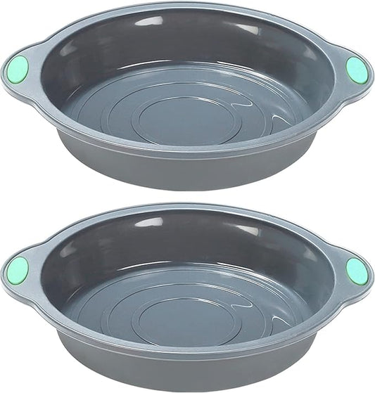 To encounter 9 Inch Silicone Round Cake Pans, 2 Pack Nonstick Silicone Baking Pans Set, Food Grade Cake Molds, with Metal Reinforced Frame More Strength