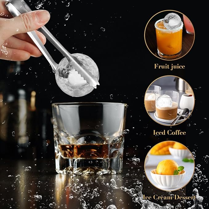 Novelty Golf Ball Ice Maker Mold Set of 2, Funny Golf Gifts for Men Golfers, Golf Accessories for Men, 2.5" Large Sphere Round Whiskey Ice Cube Molds for Bourbon, Cocktails
