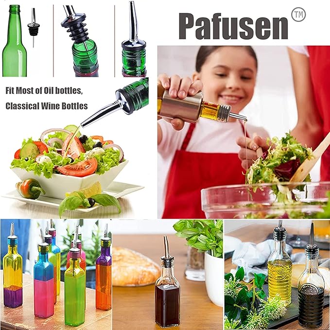 Pafusen 6 Pack Liquor Bottle Pourers, Liquor Pour Spout for Liquor Bottles, Stainless Steel Olive oil Dispenser Spout, Alcohol Pourer Dust Caps Covers Fixed, Rose Gold
