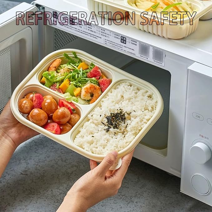 30 Pack of 3-Compartment Disposable Meal Prep Container, 36 Ounce Pre Meal Container, Food Storage Bento Box. Reusable Takeaway Container, Stackable, Microwave Refrigerator Safe.