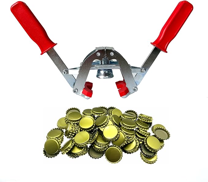 Manual Beer Bottle Capper Tool with 150 count Beer Bottle Caps,26mm Beer Corking Machine for Home Brewing（Crown Cap WN005）