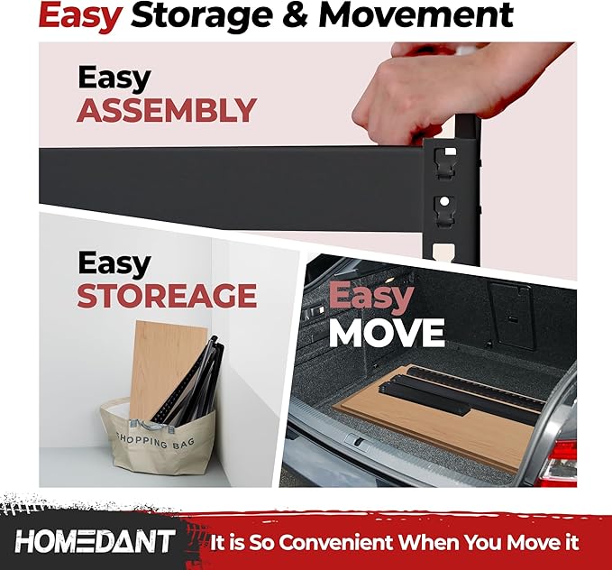 HOMEDANT 5 Tier Laminated Boltless Heavy Duty Garage Storage Adjustable Wide Size Metal Shelving Unit Utility Rack Shelves Organization Multipurpose Shelf Shed Warehouse 47.7"W x 18.2"D x 71.3"H 3Pack