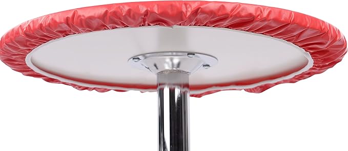 Yourtablecloth Heavy Duty Vinyl Round Fitted Tablecloth (Table Cover) with Flannel Backing Vibrant Colors Elasticized Tablecloth Great for Indoor and Outdoor Dining and Playing Cards 48” Sand