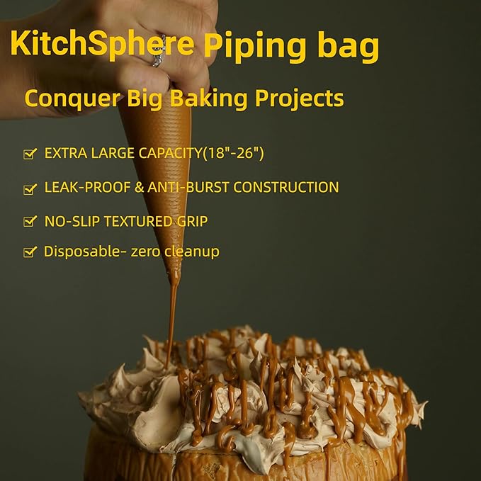XXL 23 Inch Extra Large Piping Bags,100 Pack Disposable Pastry Bags,Thick Anti-Burst Icing Piping Pastry Bags For Frosting Decorating Cake Cupcake Cookie (XXL 23 Inch-100 Pack)