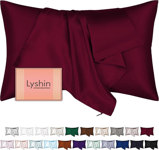 Mulberry Silk Pillow Cases Queen Size with Hidden Zipper, Ultra Smooth and Soft Breathable Cooling Silk Satin Pillowcase for Hair and Skin, Gifts for Women Men (Burgundy Red, 20x30 Inches, 1 Pack)