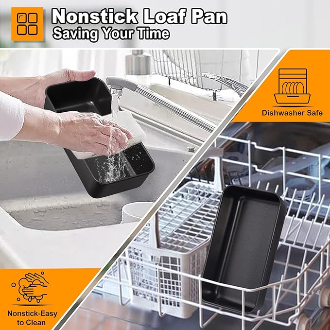 LIANYU 8 Pack Nonstick Loaf Pans for Bread Baking, 9x5 Inch Stainless Steel Baking Bread Pans, Small Loaf Tins for Homemade Brownies and Pound Cakes, Dishwasher Safe