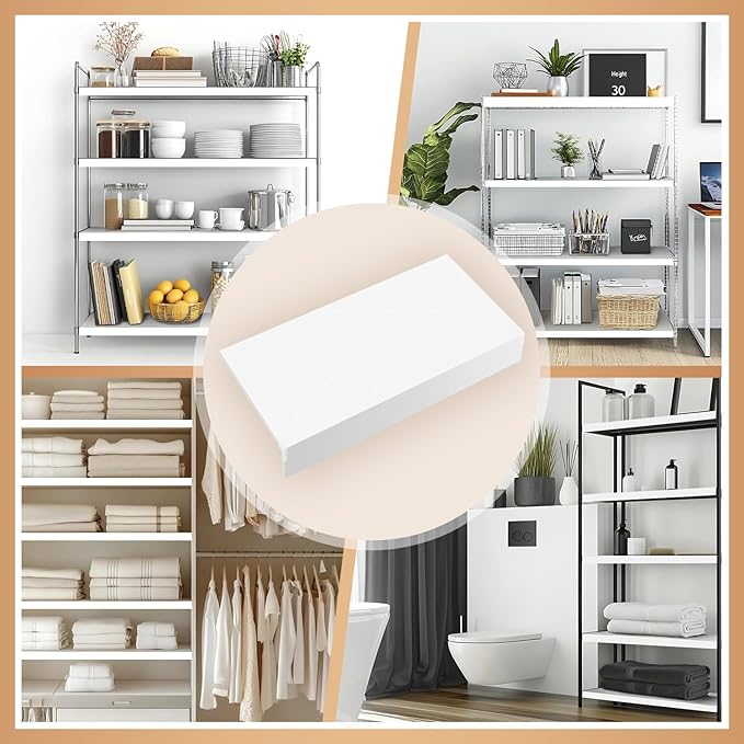 5 Pcs Wire Rack Covers 32x12x3 inch PVC Pantry Shelf Cover 0.31 inch Thick Removable Closet Wire Rack Shelf Covers,Decoration Kitchen Bathroom Office Shelving (Light Luxury White,32x12x3 inch)