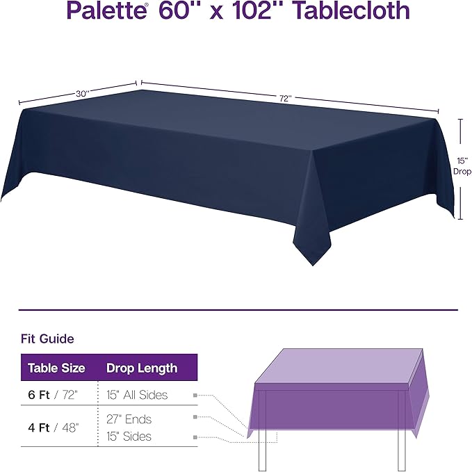 Gee Di Moda Rectangle Tablecloth - 60 x 102 Inch Hunter Green Table Cloth for 6 Foot Rectangle Table - Heavy Duty Washable Fabric - for 6 Ft Buffet Table, Holiday Party, Dinner, Wedding & Baby Shower
