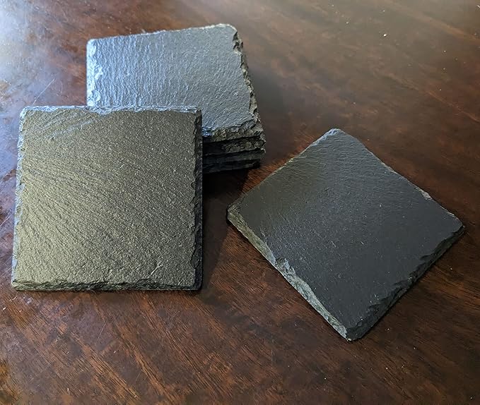 Rev Up Your Ride: V-Twin Engine Coasters for Bikers - Square Slate - Set of 5