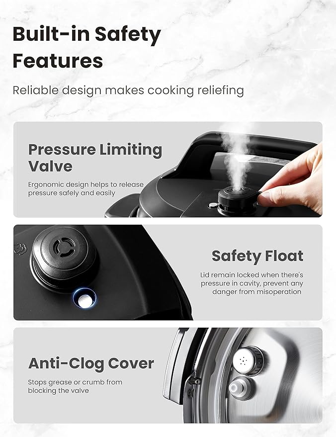 COMFEE’ 16 in 1 Electric Pressure Cooker Instant Multi Cooker Olla de Presion Non-Stick Pot Yogurt Maker Rice Cooker Sauté Steamer 8 Quarts Stainless Steel