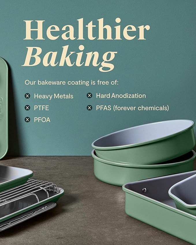 Caraway Non-Stick Ceramic Large Baking Sheet Duo - Naturally Slick Ceramic Coating - Non-Toxic, PTFE & PFOA Free - Perfect for Baking, Roasting, and More - Large (18" x 13") - Black