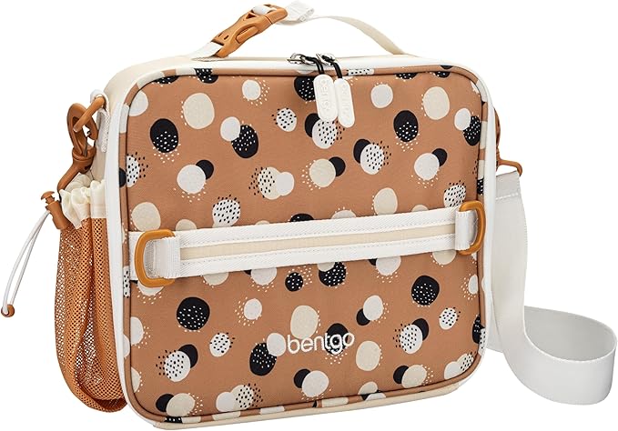 Bentgo Kids Lunch Bag (Whimsy & Wonder Collection) - Durable, Double-Insulated Lunch Bag for Kids 3+; Holds Lunch Box/Water Bottle/Snacks; Water-Resistant Fabric & Zip Pockets (Spots & Dots)