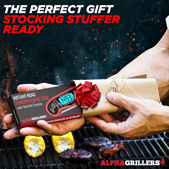 Alpha Grillers Meat Thermometer Digital - Instant Read Food Thermometer for Cooking and Grilling Stocking Stuffers for Men Christmas Gifts for Men
