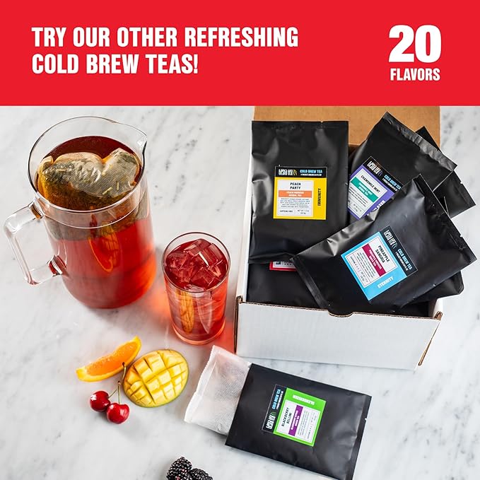 Tiesta Tea - Ginger Sweet Peach Cold Brew Tea, Loose Leaf, Spicy Peach Herbal Blend, Premium Non-Caffeinated Iced Blend, Cold Brew Packets, Makes 64 oz of Pitcher Per Bag (Pack of 10)