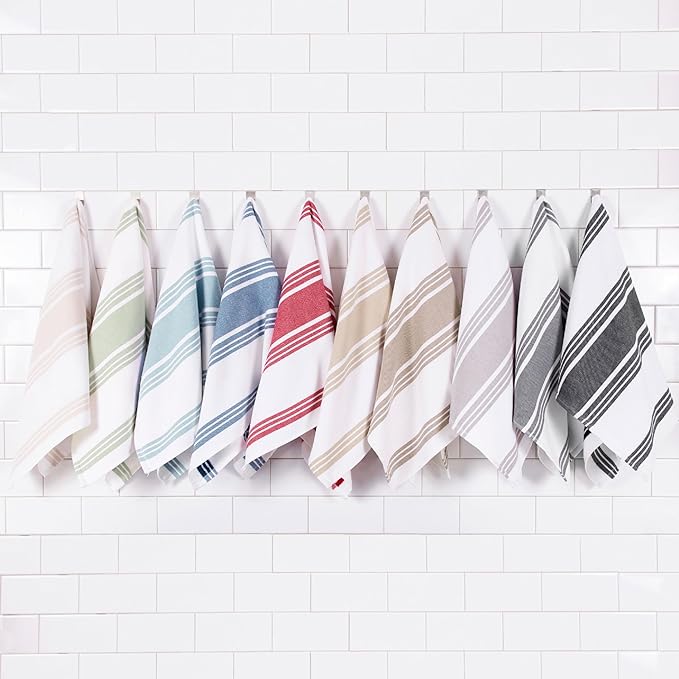 All-Clad Dual-Purpose Kitchen Towels: Highly Absorbent - 100% Cotton, 17"x30" Dish Towels for Cleaning & Drying Dishes & Glassware, 3-Pack, Cappuccino