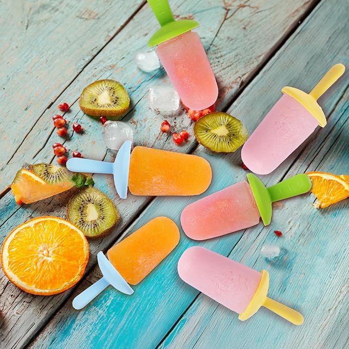 Miaowoof Silicone Popsicles Molds for Toddlers, 8-Cavity Non-BPA Premium Silicone Small Popsicle Molds, Ice Pop Mold with 8 Colorful Reusable Sticks for Kids (Red)