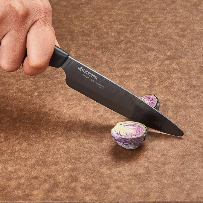 Kyocera’s Revolution 4-Piece Ceramic Knife Set: Chef Knife For Your Cooking Needs, Includes 6"Chef's Santoku, 5.5" Santoku, 4.5" Utility & 3" Paring Knives, Black