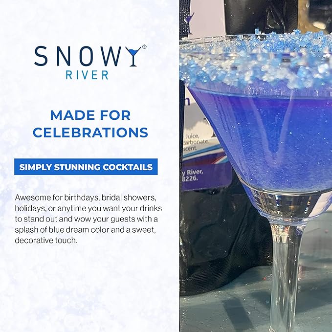 Snowy River Blue Dream, Cocktail & Margarita Sugar Rimmer - Vibrant Naturally Colored Sugar for Cocktail Rimming, Baking & Decorating, Medium Crystal - 80oz