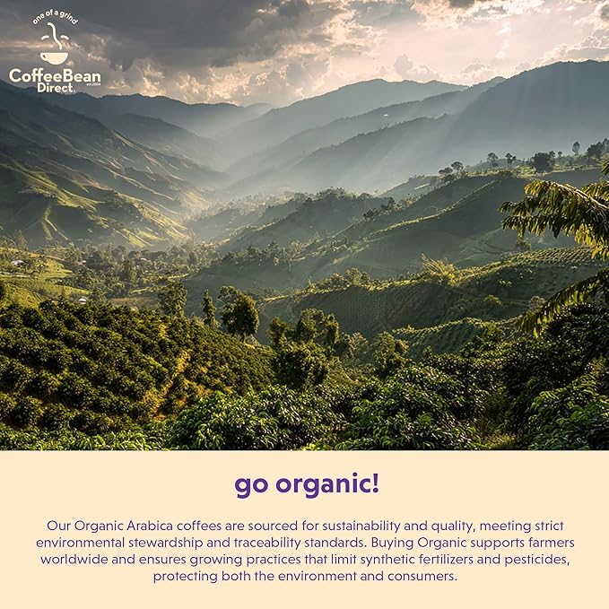 Coffee Bean Direct Organic Fair Trade Espresso, Whole Bean Coffee, Dark Roast, 2.5 Pound Bag (Pack of 1)