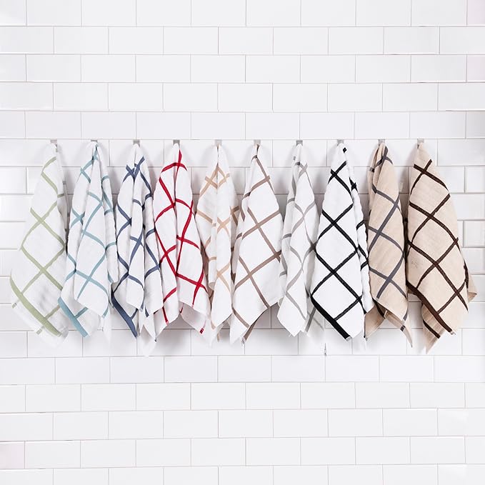All-Clad Checked Kitchen Towel: Highly Absorbent, Super Soft Long Lasting - 100% Cotton, 17"x30" Tea Towel for Cleaning & Drying Dishes, Pans, Glassware, or Countertops, (1-Pack), Fennel